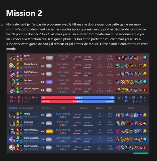 Carnet de mission d'un élève