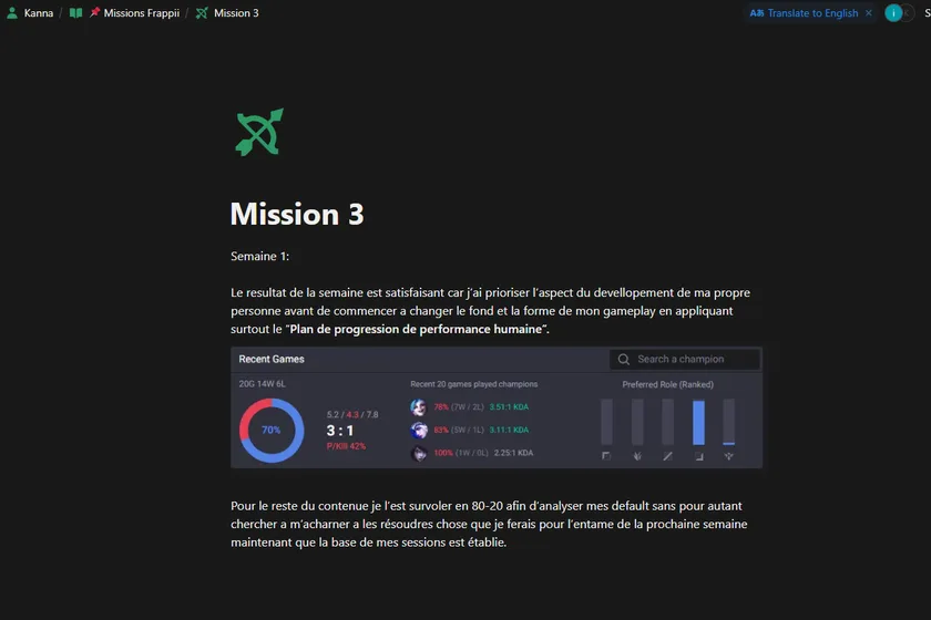Carnet de mission d'un élève