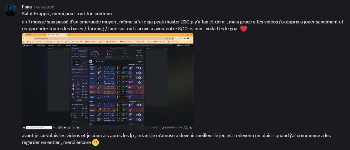 Message d'un joueur