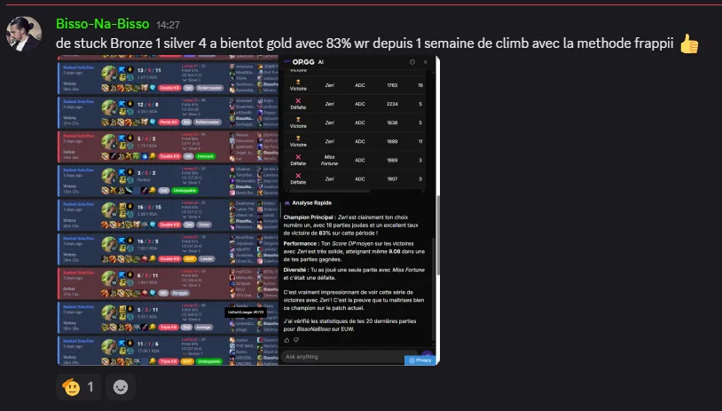 Message d'un joueur
