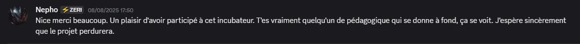 Message d'un joueur