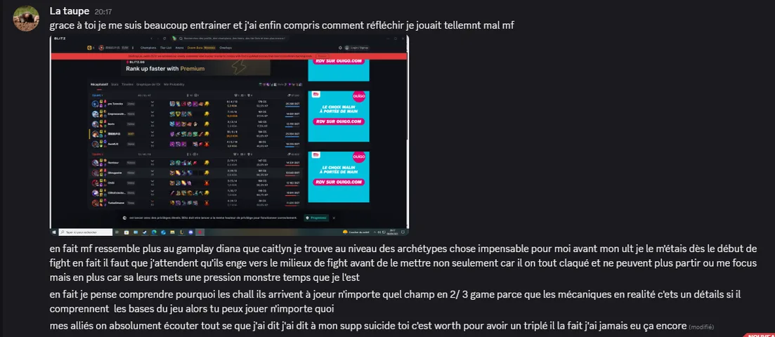 Message d'un joueur