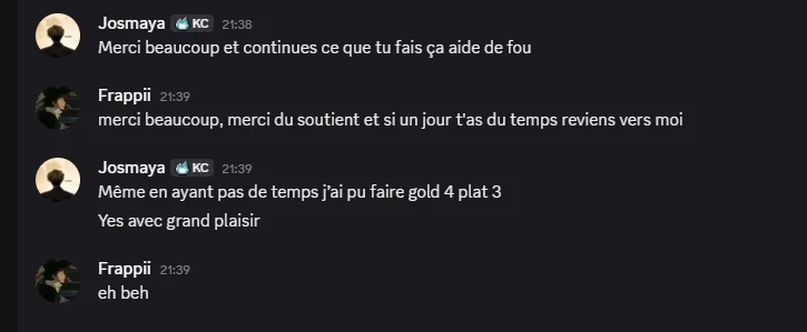 Message d'un joueur