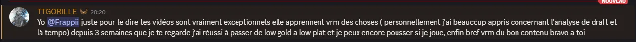 Message d'un joueur