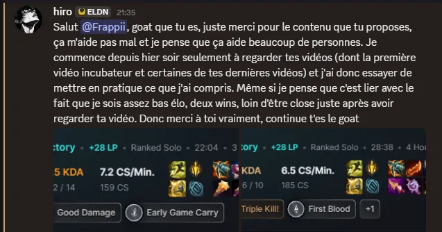 Message d'un joueur