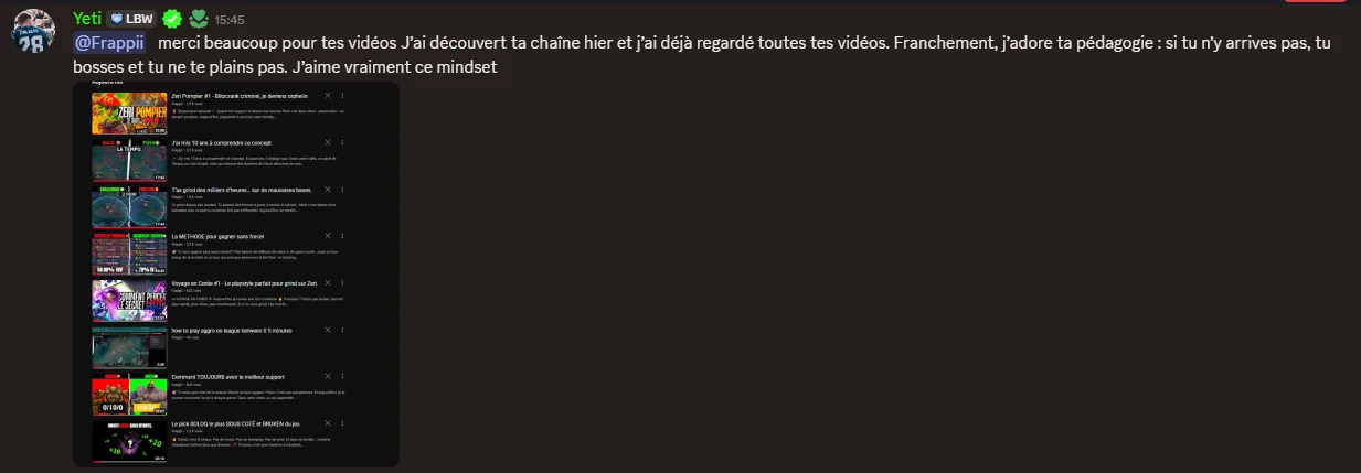 Message d'un joueur