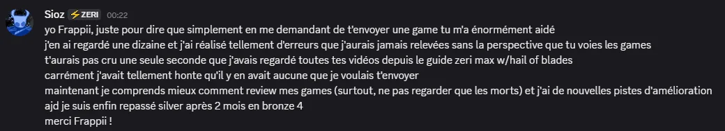 Message d'un joueur