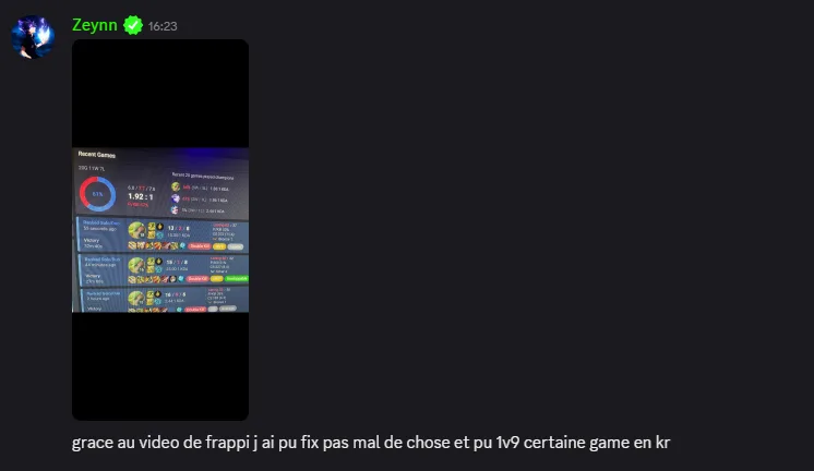 Message d'un joueur