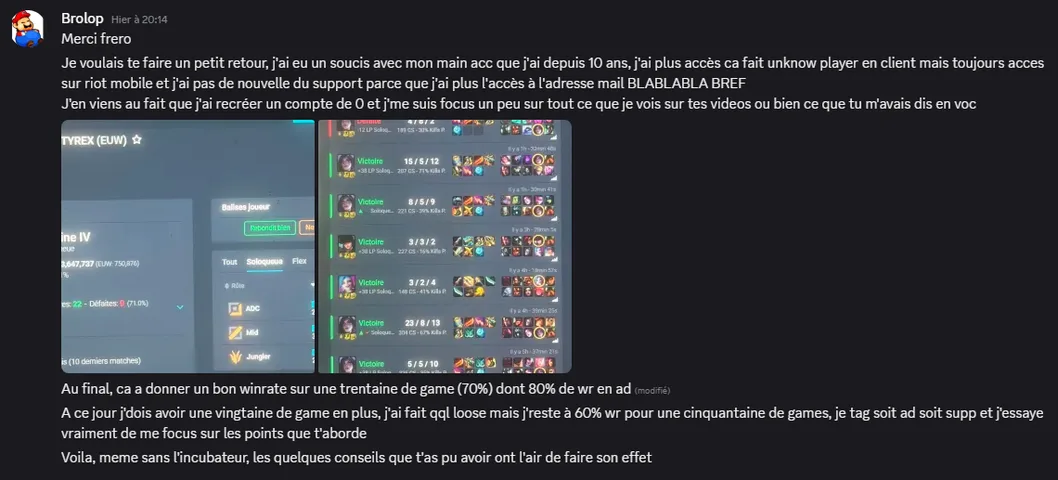 Message d'un joueur