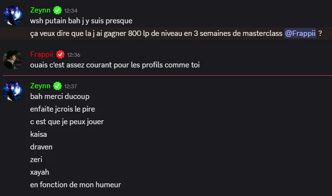 Message d'un joueur