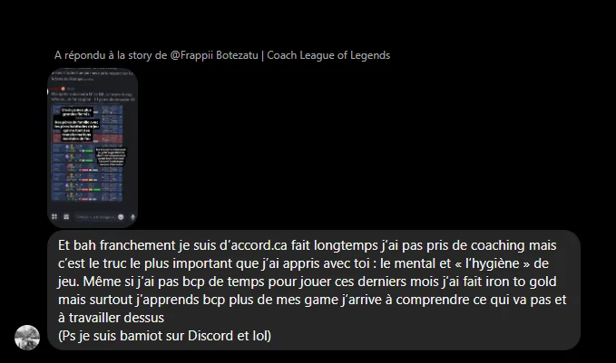 Message d'un joueur